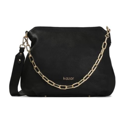 Zwarte leren tas in urban stijl met een metalen ketting Kazar , Black ...