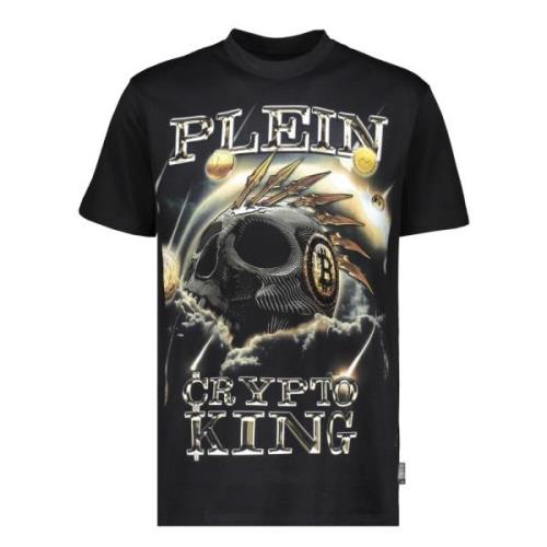 Maxi Print Katoenen T-shirt Philipp Plein , Black , Heren