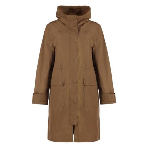 Hooded technische stof parka Yves Salomon , Brown , Dames