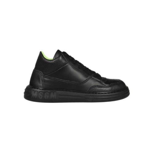 Lage leren sneakers Msgm , Black , Heren