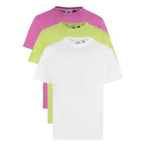 Set van drie katoenen T-shirts Geribbelde randen Gcds , Multicolor , H...