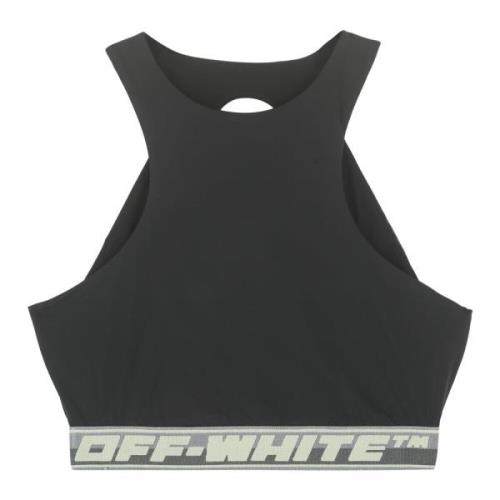 Techno Stof Top met Open Rug Off White , Black , Dames