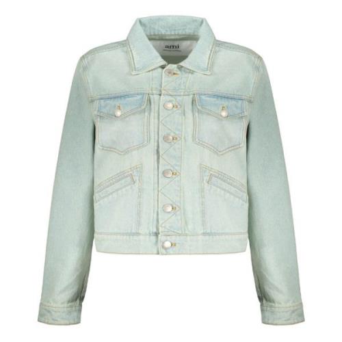 Denim Jack Contraststiksels 100% Katoen Ami Paris , Blue , Heren