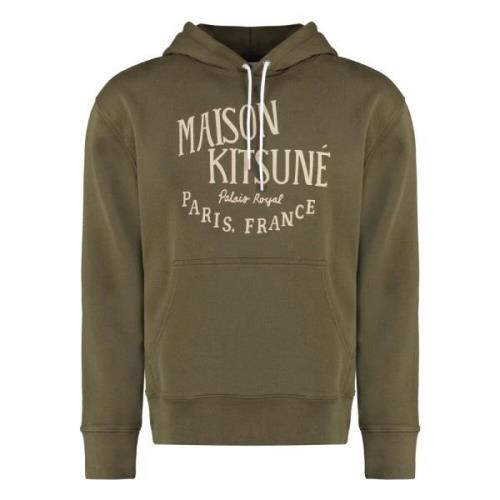 Katoenen Hoodie met Ribdetails Maison Kitsuné , Green , Heren