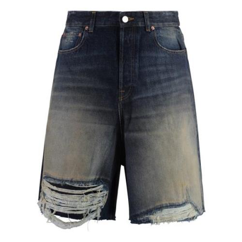 Versleten Denim Shorts Vetements , Blue , Heren