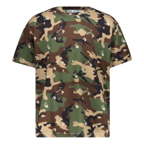 Katoenen Camouflage T-shirt Off White , Green , Heren