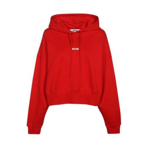 Katoenen hoodie met logoprint Msgm , Red , Dames