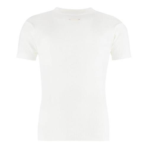 Geribbelde Katoenen Gebreide T-shirt Maison Margiela , White , Heren