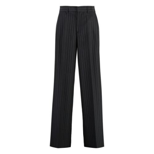 Pin-striped wollen blend broek P.a.r.o.s.h. , Black , Dames