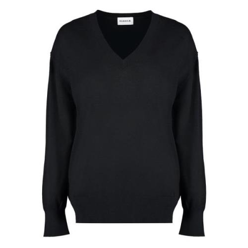 Geribbelde Cashmere V-hals Trui P.a.r.o.s.h. , Black , Dames