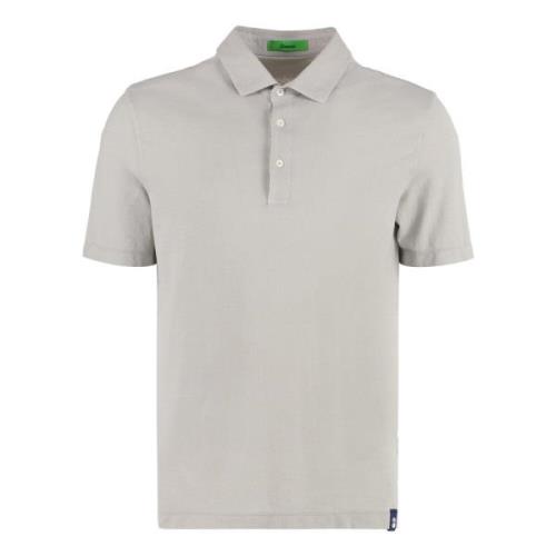 Gebreide Kraag Katoenen Polo Shirt Drumohr , Gray , Heren