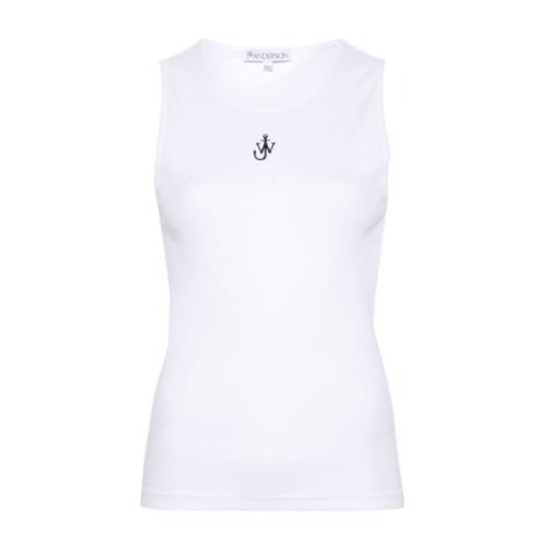 Witte Geribbelde Mouwloze Top JW Anderson , White , Dames