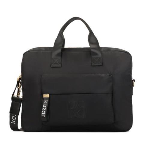 Zwarte Textiel Laptoptas met Handvatten Kazar , Black , Dames