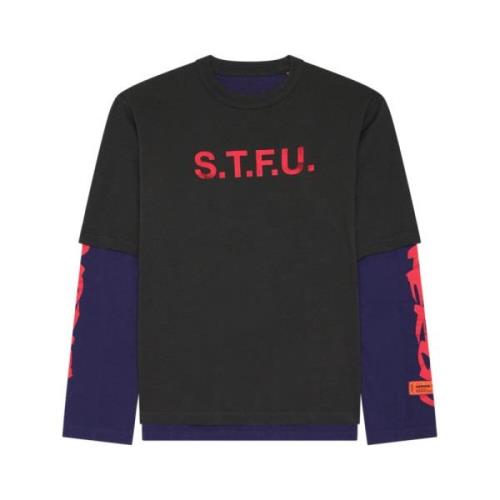 Flaming Double Tee in Zwart en Rood Heron Preston , Black , Heren