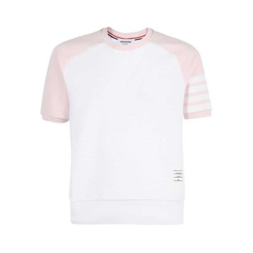 Gestreepte Katoenen Sweatshirt Korte Mouwen Thom Browne , White , Here...