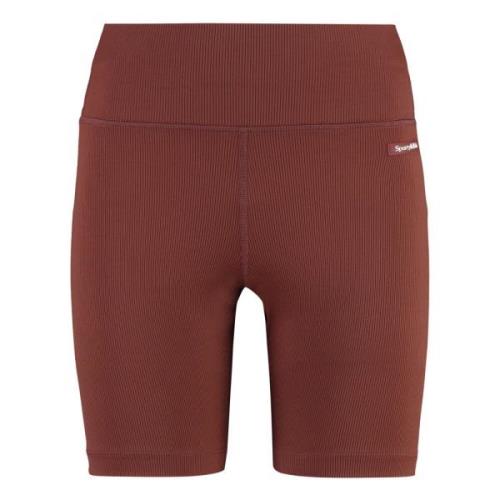 Geribbelde Logo Shorts Sporty & Rich , Brown , Dames