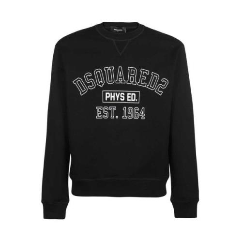 Katoenen sweatshirt met logo detail Dsquared2 , Black , Heren