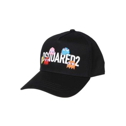 Pac-Man Baseball Cap Print Borduurwerk Dsquared2 , Black , Heren