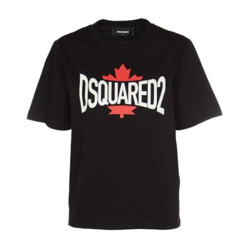 Zwarte Leaf Tee T-shirts en Polos Dsquared2 , Black , Dames