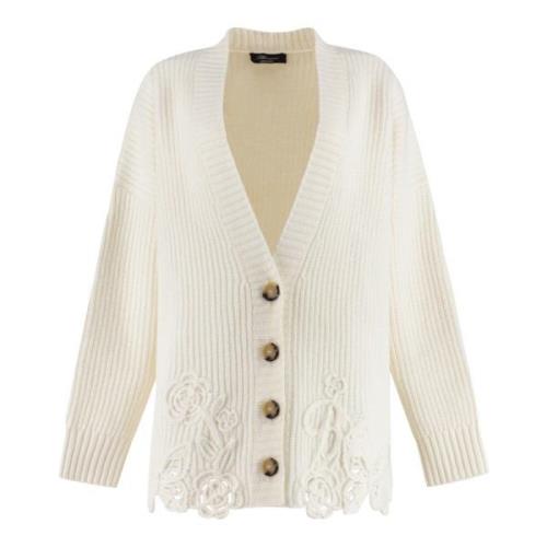 Geborduurde Wollen Vest Blumarine , Beige , Dames