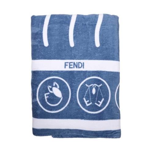 Katoenen Strandhanddoek Logo Detail Fendi , Blue , Dames