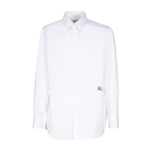 Katoen Elastaan Shirts Burberry , White , Heren