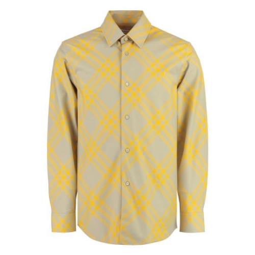 Katoenen Shirt met Nacre Knopen Burberry , Green , Heren