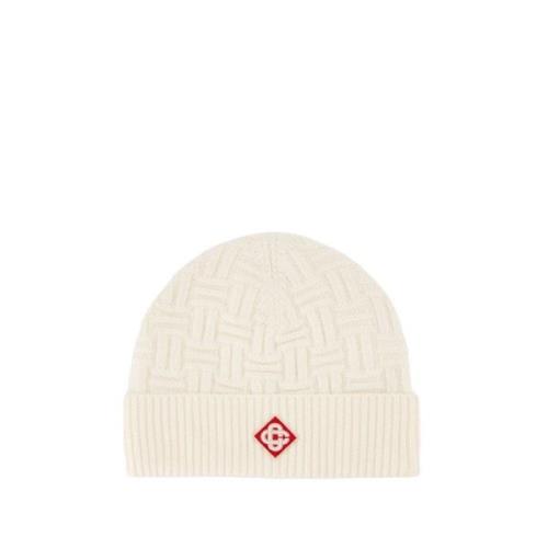 Witte Wol Beanie Stitch Casablanca , White , Unisex