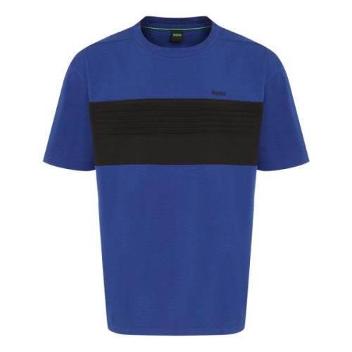 Geribbelde katoenen T-shirt Hugo Boss , Blue , Heren