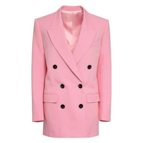 Dubbelrijige Viscose-Katoen Blazer Isabel Marant , Pink , Dames