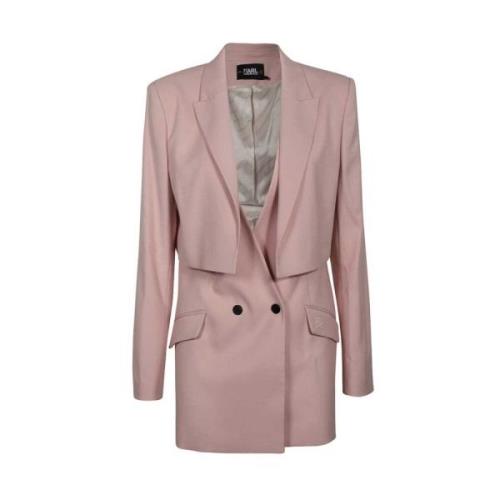 Contrasterende Knoop Blazer Karl Lagerfeld , Pink , Dames