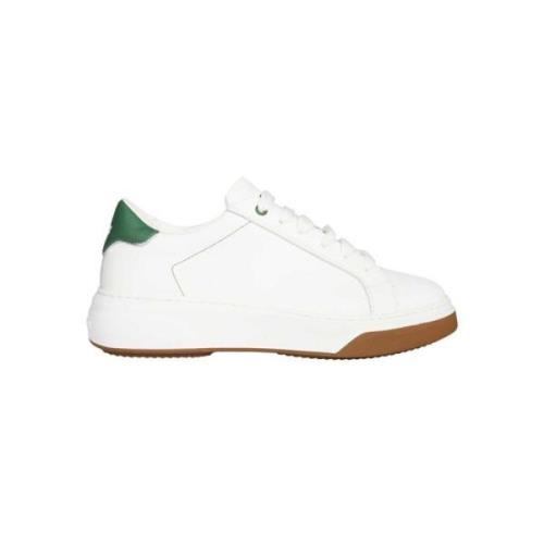 Lage Sneakers met Leren Inzet Dsquared2 , White , Heren