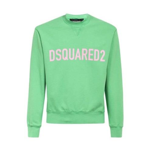 Katoenen Sweatshirt met Logodetail Dsquared2 , Green , Heren