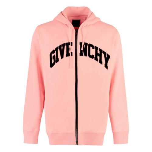 Katoenen Zip Hoodie met Geribbelde Randen Givenchy , Pink , Heren