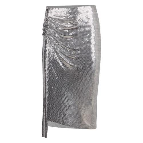 Asymmetrische Gedrapeerde Rok met Messingdetails Paco Rabanne , Gray ,...