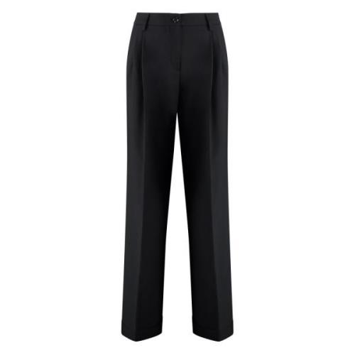 Wijde Crepe Broek met Zakken Pinko , Black , Dames