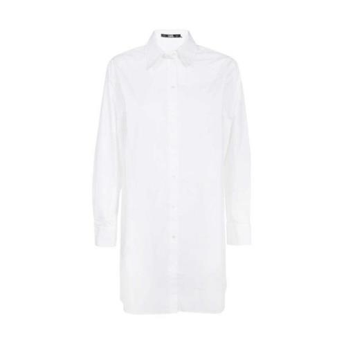 Katoenen Shirt met Rhinestone Logo Karl Lagerfeld , White , Dames