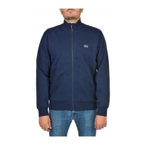 Blauwe Krokodil Logo Zip Sweater Lacoste , Blue , Heren