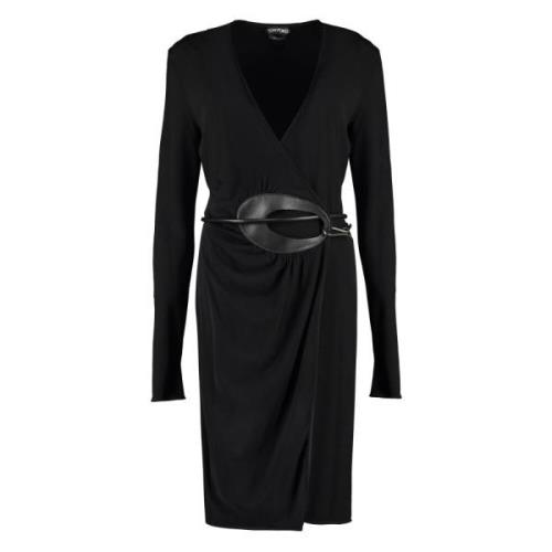 Wikkeljurk met leren details Tom Ford , Black , Dames