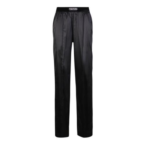 Elegante Zwarte Zijden Broek Tom Ford , Black , Dames