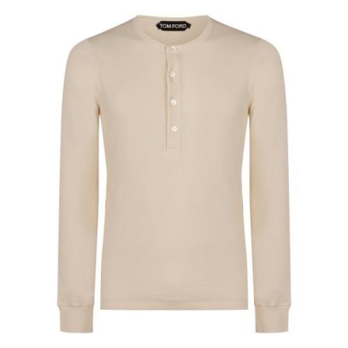 Geribbelde gebreide longsleeve T-shirt Tom Ford , Beige , Heren