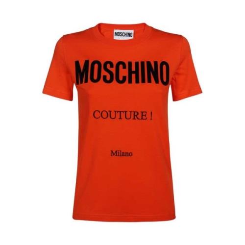 Elegant Maxi Print T-Shirt Moschino , Red , Dames