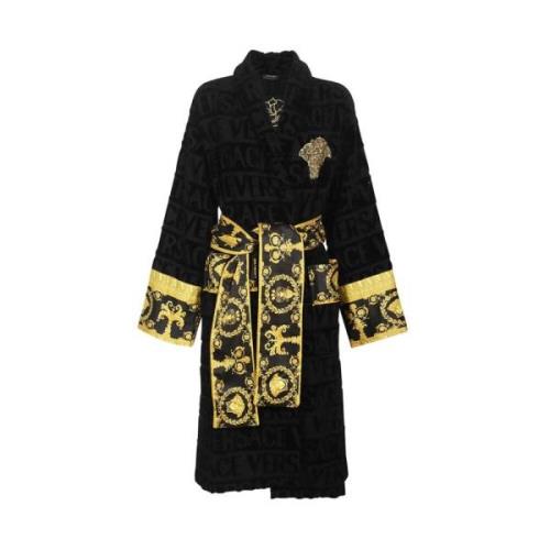 Logo Katoenen Badjas Versace , Black , Dames