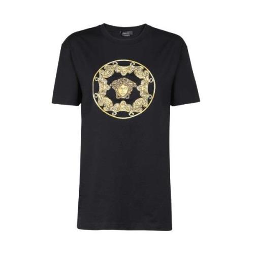 Katoenen T-shirt met logo Versace , Black , Heren