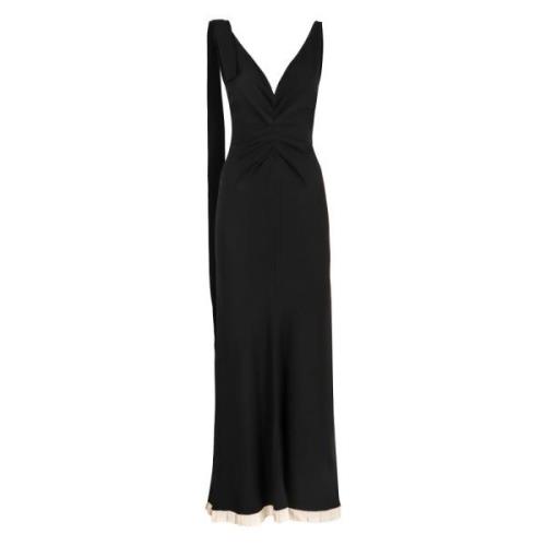 Stijlvolle Viscose Jurk met Open Rug Victoria Beckham , Black , Dames