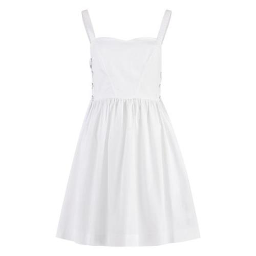 Katoenen Mini Jurk met Vetersluiting Pinko , White , Dames