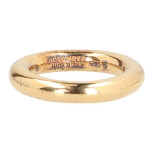 Vergulde Metalen Ring Gegraveerd Logo Jil Sander , Yellow , Dames