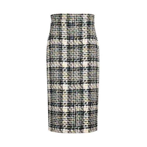 Zijden Tweed Midi Rok met Split Alexander McQueen , Multicolor , Dames