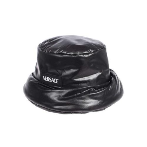 Gewatteerde Nylon Bucket Hat Versace , Black , Dames