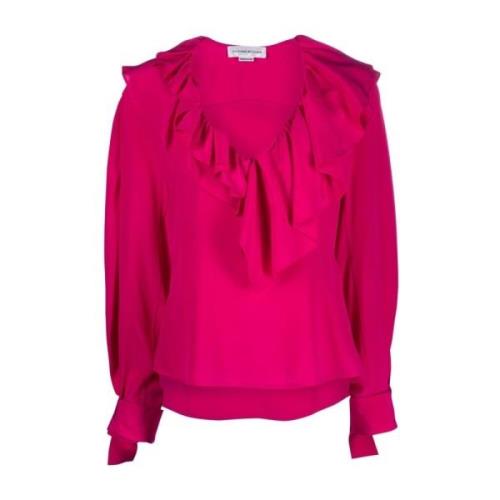 Zijden Fuchsia Trui, Luxe Dameskleding Victoria Beckham , Pink , Dames